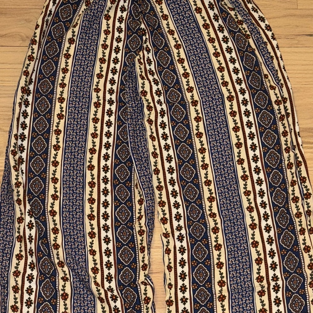 Shosho Blue and Cream Wide Leg Pants - Picture 8 of 13